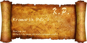 Kramarik Pál névjegykártya